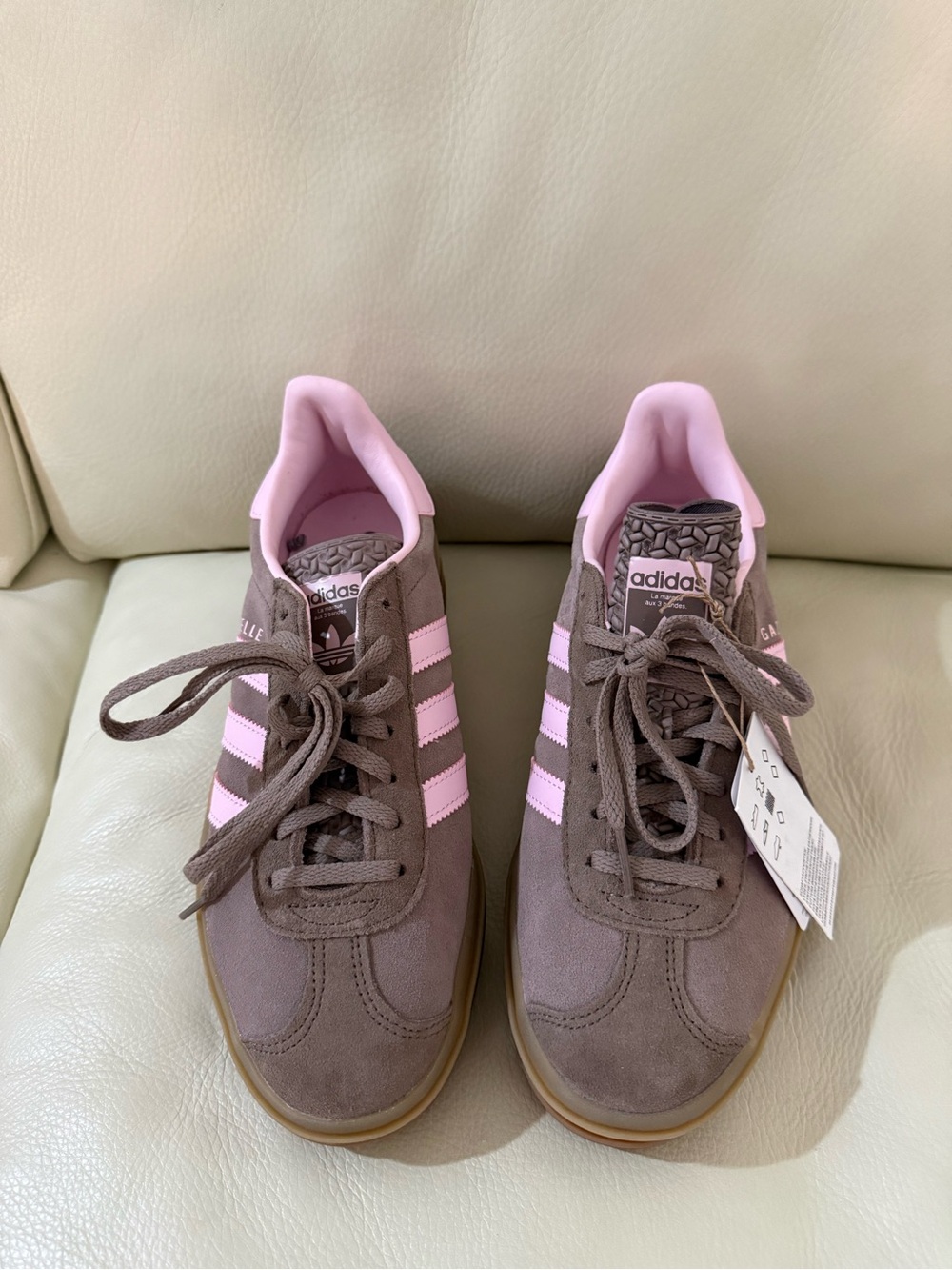 adidas Suede Sneakers in Brown with Pink Accents